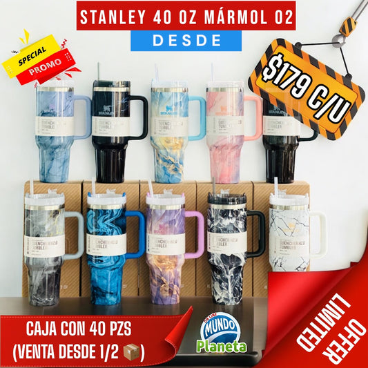 STANLEY CON ASA MÁRMOL 40OZ (VENTA DESDE 1 PZA A PRECIO DE CAJA)