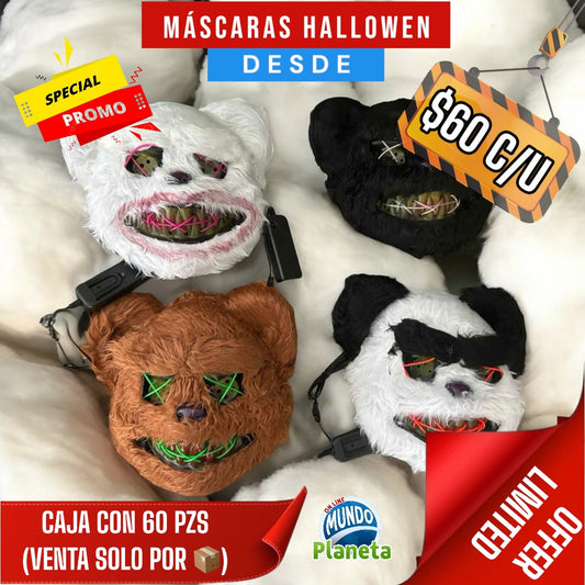 MÁSCARAS DE HALLOWEEN OSO LUZ LED