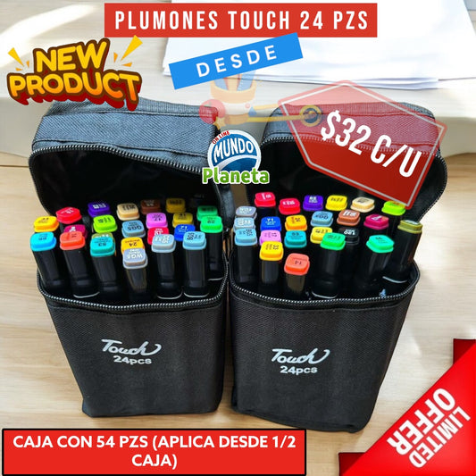 PLUMONES TOUCH 24 COLORES DOBLE PUNTA (VENTA DESDE 1 PZA)